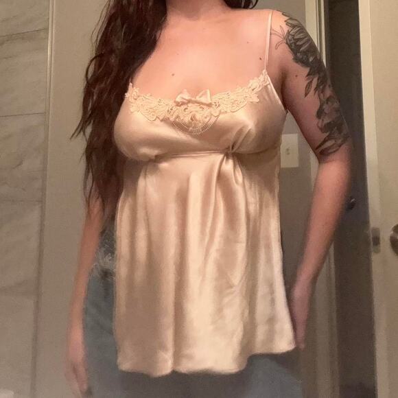 Cream satin slip top - Picture 3 of 7